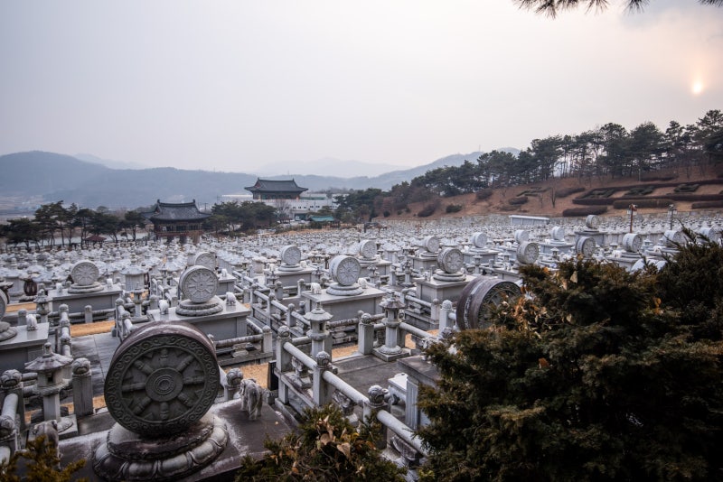 Stupa fields of Mitasa stretching to the temple halls